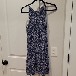 LOFT Midnight Blue and Ivory Sleeless Dress